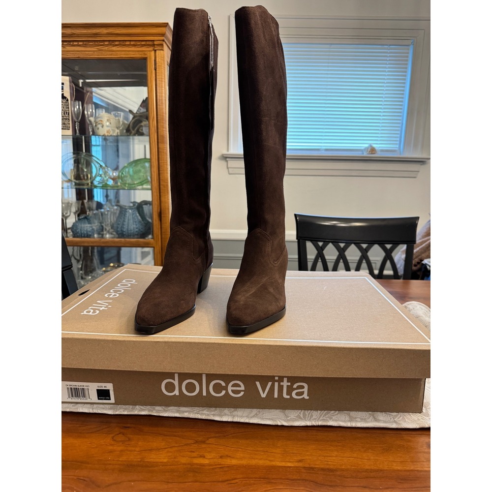 Dolce Vita Virona H2O WC Dark Brown Suede Waterproof Wide Calf Boots Size 8E
